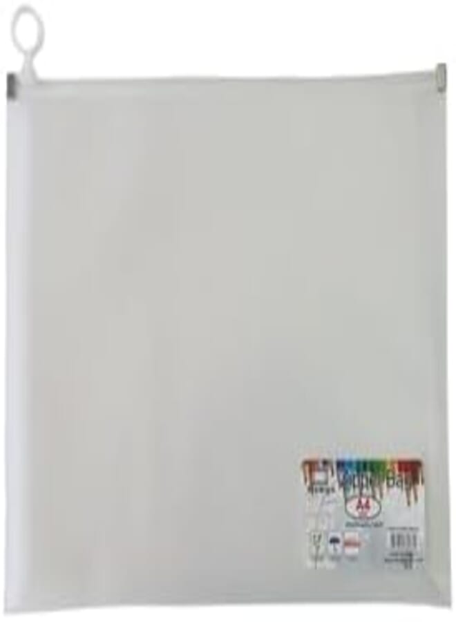 BENGE Document Holder A4 Clear With Plastic Zipper - White